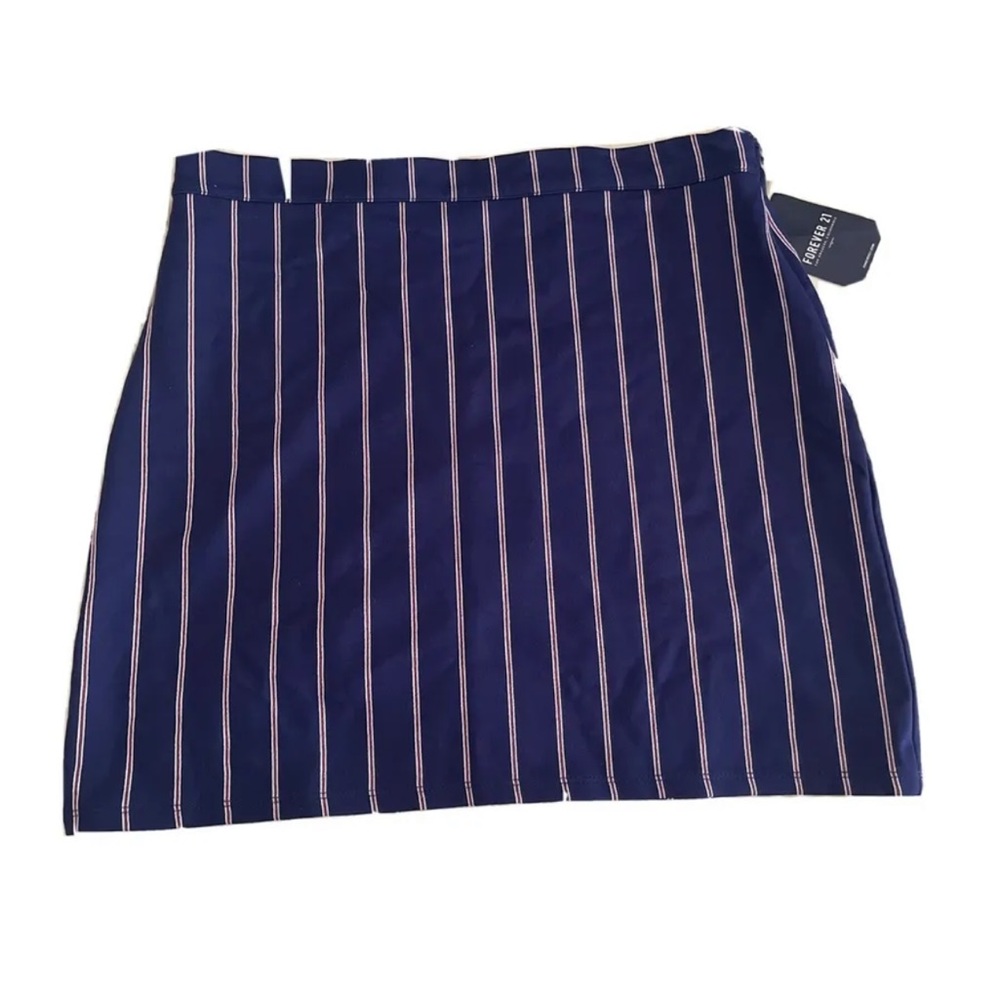 Blue red striped skirt large forever 21